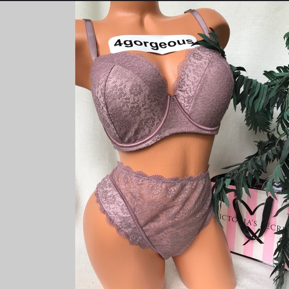 VS 34ddd/L HIGH WAISTED ANGELS LINED DEMI BRA SET - Picture 2 of 6